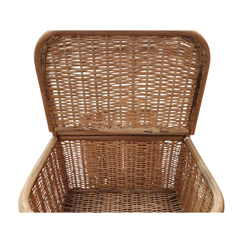 Vintage Large 2 Wine Bottle  Holder Rattan Bamboo Hinge Wicker Picnic Basket - Picture 5 of 15